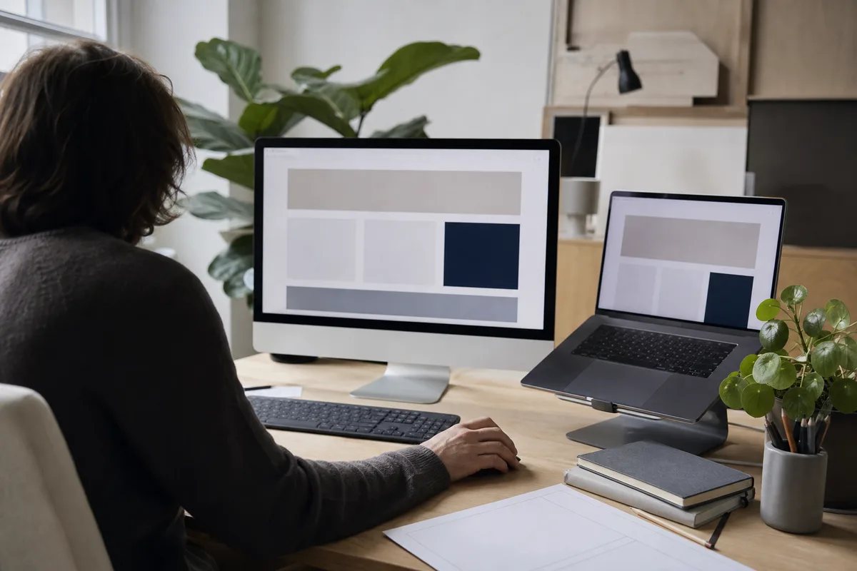 Technicien vérifiant les mises à jour d&rsquo;un site sur un poste de travail