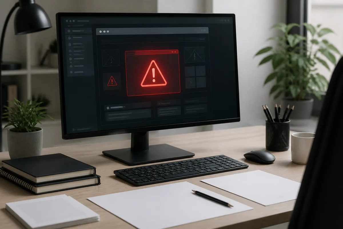 Écran affichant une alerte de sécurité sur un site internet